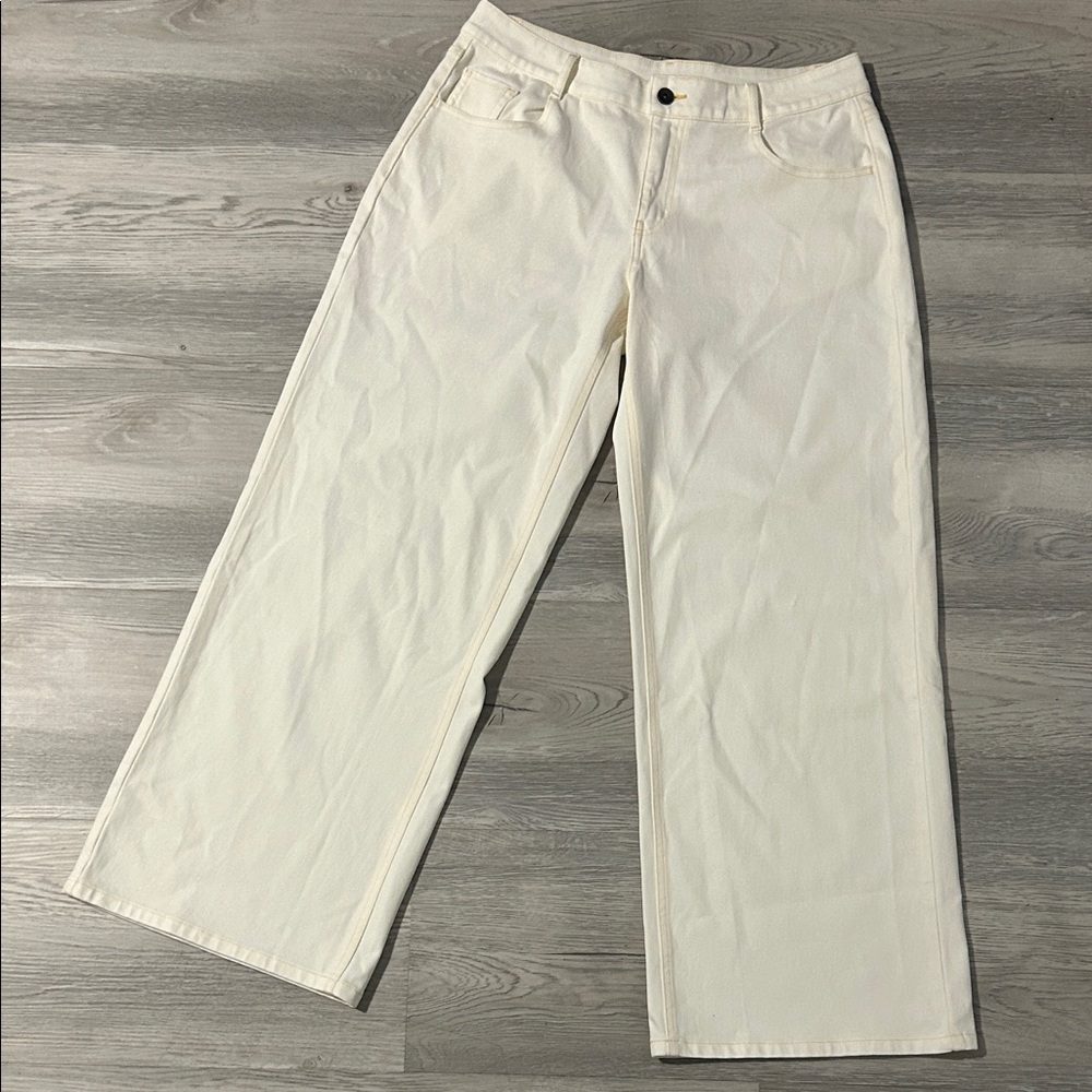 NWOT Halara Flex Low Rise Off-White Baggy Wide Leg Casual Jeans